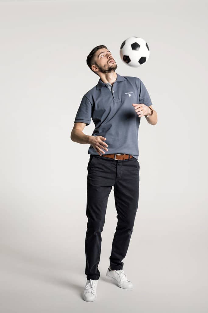 Klassisches Herren Poloshirt in Stahlgrau-Hellgrau